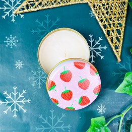 Strawberry Tin Box Candle Customizable