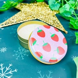 Strawberry Tin Box Candle Customizable