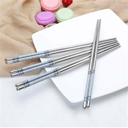 Desenli Metal Chopstick 5li