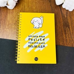  Gülüşün Bana Oksijen Tasarımlı Çizgili Spiralli Defter 
