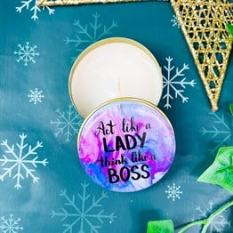 Act Like A Lady Think Like A Boss  Tin Box Candle Customizable