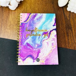  Hayallerinin Peşinden Git Tasarımlı Çizgili Spiralli Defter 