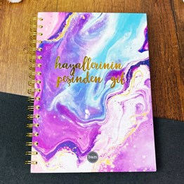  Hayallerinin Peşinden Git Tasarımlı Çizgili Spiralli Defter 