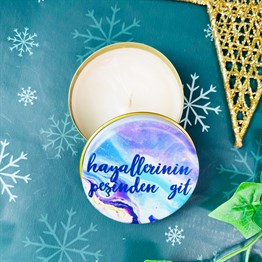 Hayallerinin Peşinden Git Tin Box Candle Customizable