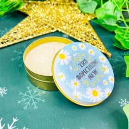 Blue Daisy Tin Box Candle Customizable