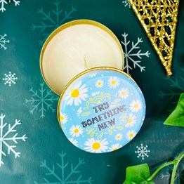 Blue Daisy Tin Box Candle Customizable