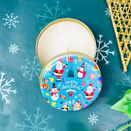 Merry Christmas Tin Box Candle Customizable