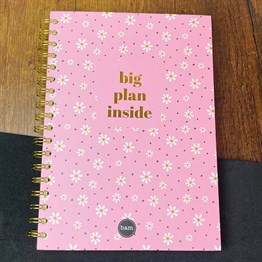  Papatya Tasarımlı Çizgili Spiralli Defter 