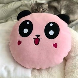 Pembe Peluş Panda Tasarımlı Yastık