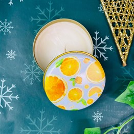 Orange Tin Box Candle Customizable