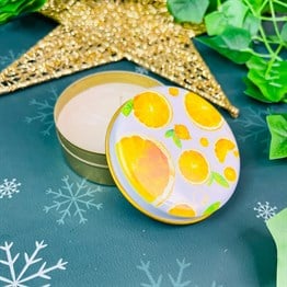 Orange Tin Box Candle Customizable