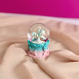 Unicorn Atlı Karınca Işıklı Mini Boy Kar Küresi