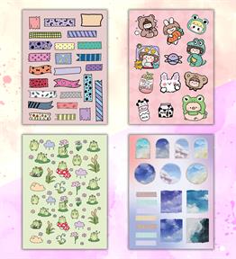 Vintage My DIY Sticker Book 24 * 17 cm 16 Sayfa Özel Tasarım Rengarenk Sticker Kitabı