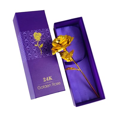 24 K ALTIN KAPLAMA GÜL KUTULU VE ÇANTALI
