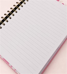 2569 18*22 cm. 4 Bölmeli 100 yaprak Kurdela Tasarımlı Çizgili defter ve 10 renk Tükenmez Kalem Set 