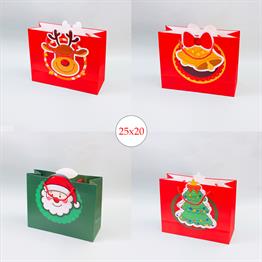 25x20 Yılbaşı Desenli Hediye Çantası X12