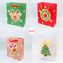 32x26 Yılbaşı Desenli Hediye Çantası X12
