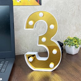 3D Işıklı Led Sayı Dekoratif Aydınlatma Büyük Boy 3