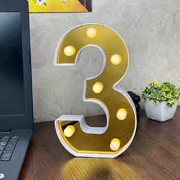 3D Işıklı Led Sayı Dekoratif Aydınlatma Büyük Boy 3