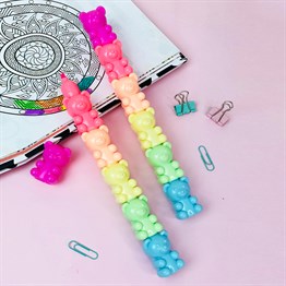 5li Ayıcık Tasarımlı Keçeli Kalem