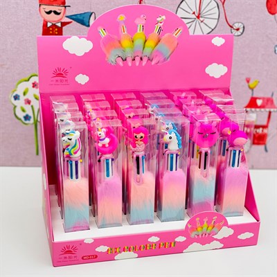 6 Renk Tüylü Unicorn Tükenmez Kalem