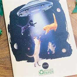 Alien Cat Tasarımlı Geri Dönüşümlü Kraft Defter