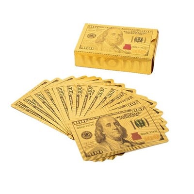 Dolar Tasarımlı Altın Kaplama Oyun Kartı