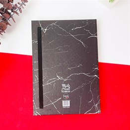 Altın Yaldızlı Siyah Mermer Tasarımlı Lastikli Defter