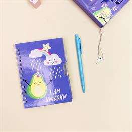 Avokado 2 Tasarımlı Kilitli Günlük Defter Ve Kalem Set