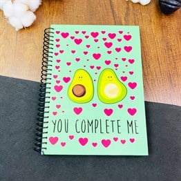 Avokado Tasarımlı Çizgili Spiralli Defter 