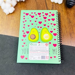 Avokado Tasarımlı Çizgili Spiralli Defter 