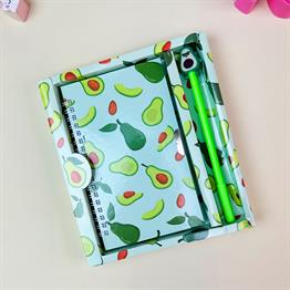Avokado Tasarımlı Kilitli Günlük Defter Ve Kalem Set