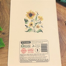 Ayçiçeği Tasarımlı Geri Dönüşümlü Kraft Defter