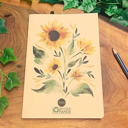 Ayçiçeği Tasarımlı Geri Dönüşümlü Kraft Defter