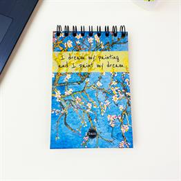 Badem Çiçeği Tasarımlı 17x12Cm Siyah Yaprak Sketch Book - Eskiz Defteri