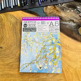 Badem Çiçeği Tasarımlı A5 Sketch Book - Eskiz Defteri