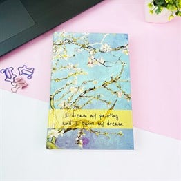 Badem Çiçeği Tasarımlı Kalın Kitap Görünümlü Defter