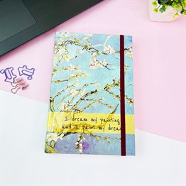 Badem Çiçeği Tasarımlı Kalın Kitap Görünümlü Defter