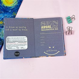 Badem Çiçeği Tasarımlı Sert Kapaklı Lastikli Mini Defter