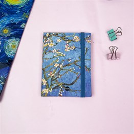 Badem Çiçeği Tasarımlı Sert Kapaklı Lastikli Mini Defter