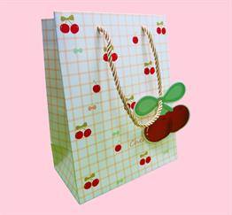 Bam 2104 Kiraz Tasarımlı Karton Çanta 23x18x10 cm x12