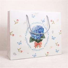 BAM 2107 Çiçek Buketi Desenli Karton Çanta  32x26x11 x12