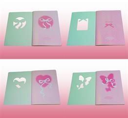 Bam 2175 Pembe Kurdeleli Tasarımlı Çizgisiz Defter x12