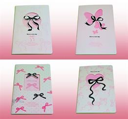 Bam 2175 Pembe Kurdeleli Tasarımlı Çizgisiz Defter x12