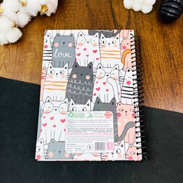 Be Free Cat Tasarımlı Çizgili Spiralli Defter 