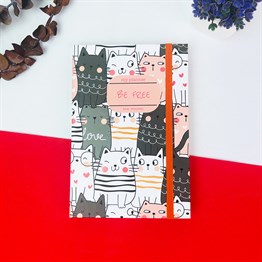 Be Free Kedi Tasarımlı Lastikli Defter