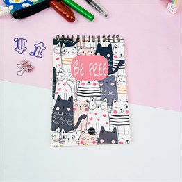 Be Free Kedi Tasarımlı Spiralli Defter