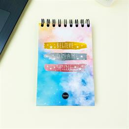 Believe Dream Shine Tasarımlı 17x12Cm Siyah Yaprak Sketch Book - Eskiz Defteri