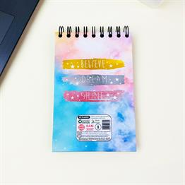 Believe Dream Shine Tasarımlı 17x12Cm Siyah Yaprak Sketch Book - Eskiz Defteri