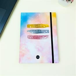 Believe Dream Shine Tasarımlı 21x14Cm Siyah Yaprak Sketch Book - Eskiz Defteri